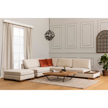 Tulip Corner Left With Pouf - Light Grey