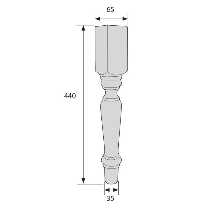 4 Coffee Table Leg, H440mm x 65mm x 65mm, Raw Pine