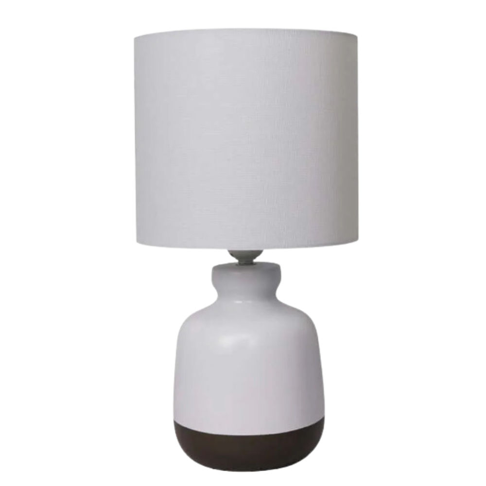 LAMP TABLE-TWO TONE WHITE-WHITE FABRIC SHADE