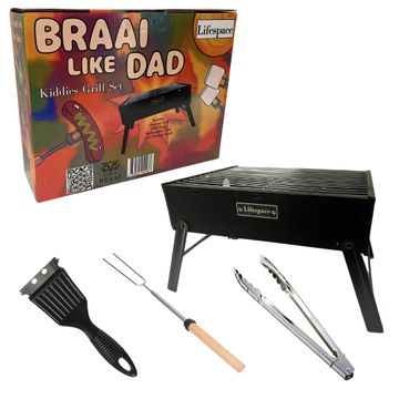 Lifespace Kiddies Charcoal Braai with Accessories - Junior Grillmaster Adventure Kit