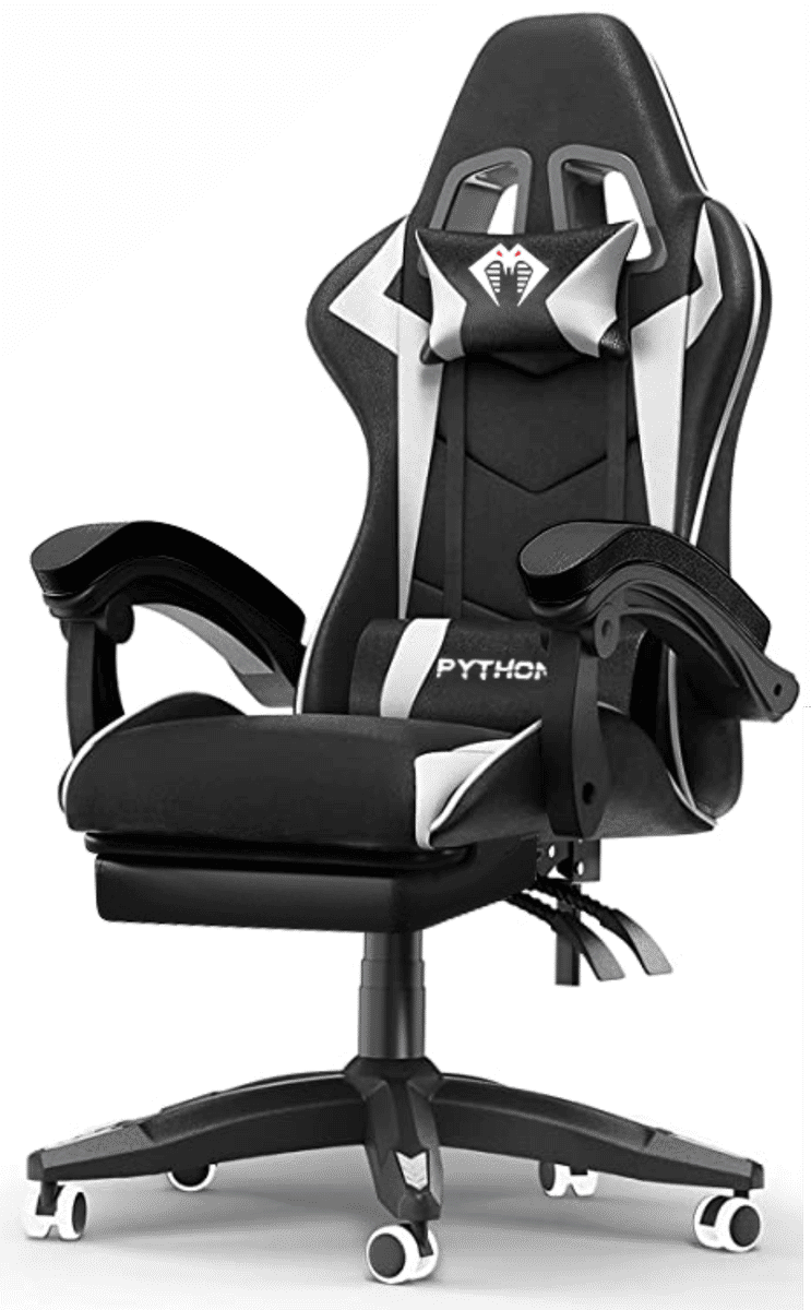 Python Ergonomic Chair - Faux Leather Upholstery Material - (Black / White)