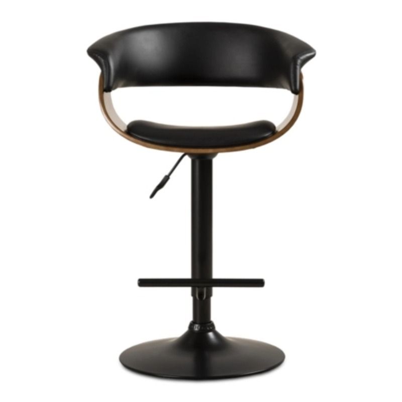 Walnut Wood & Black PU Bar Stool JY1953 MT BLACK