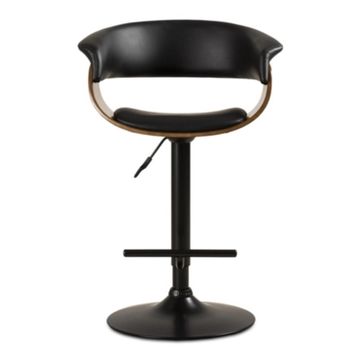 Walnut Wood & Black PU Bar Stool JY1953 MT BLACK
