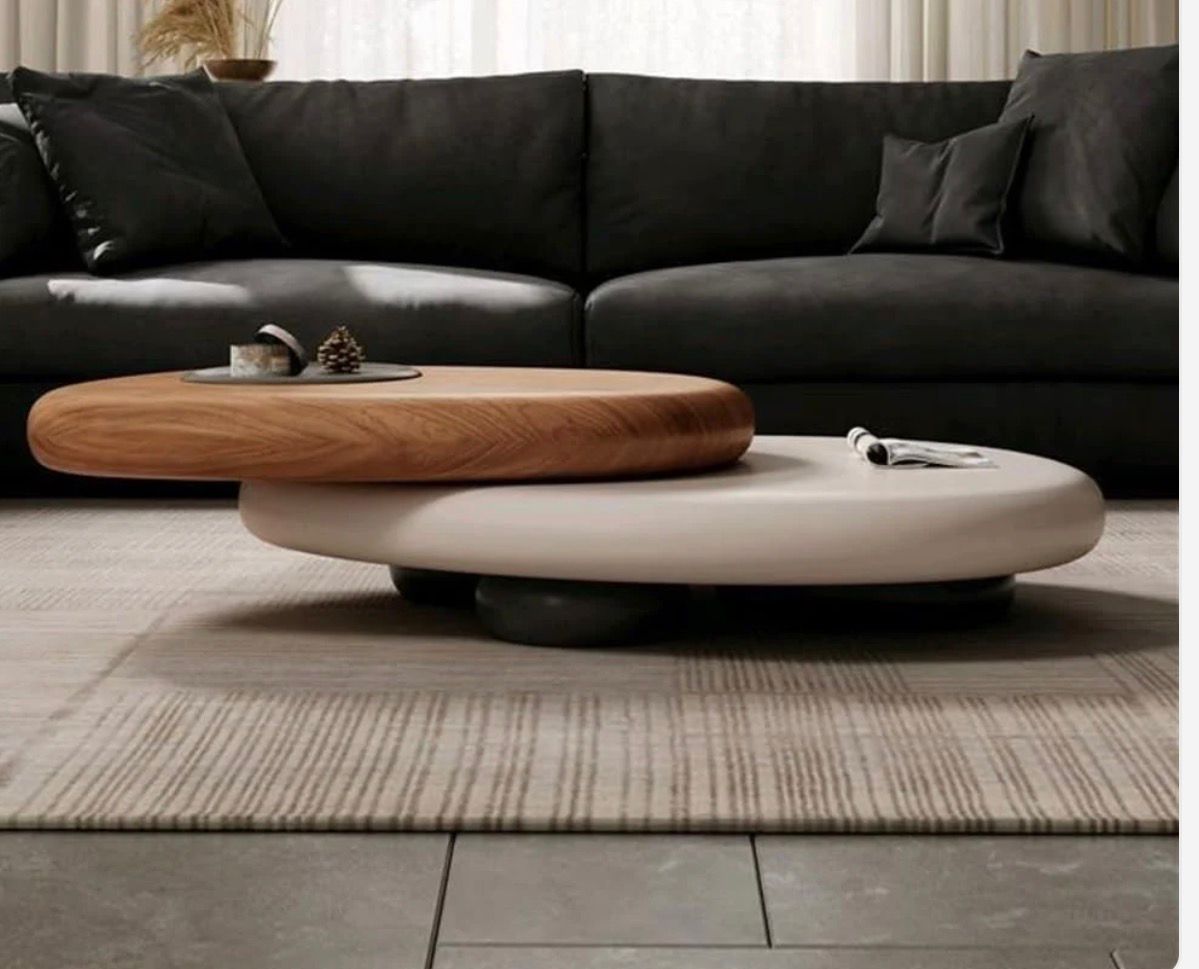 DecorMama Auraboard Modern Minimalist Coffee Table – Wood Finish