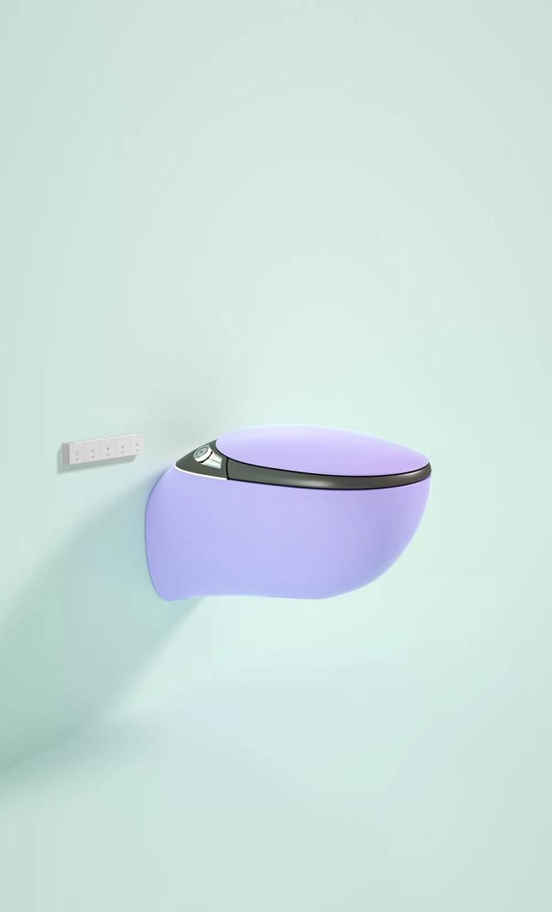 Aura-Sleek Smart Wall-Hung Commode- light Purple