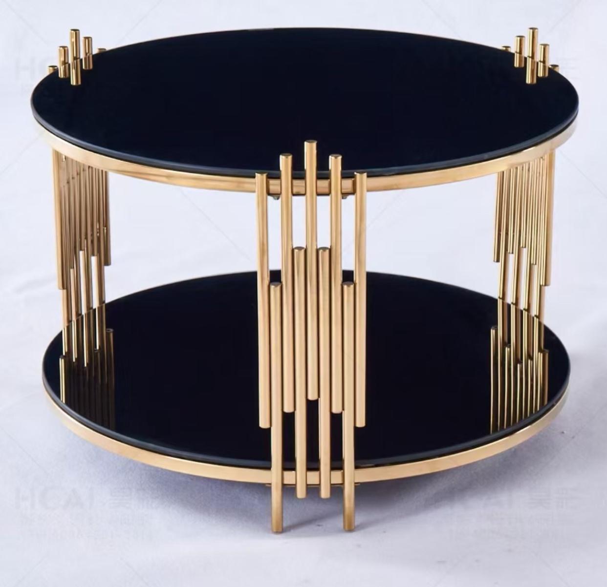 IG Furn- Lucia Gold Black Glass Coffee Table