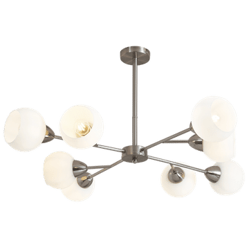 Satin Chrome Chandelier with White Glass