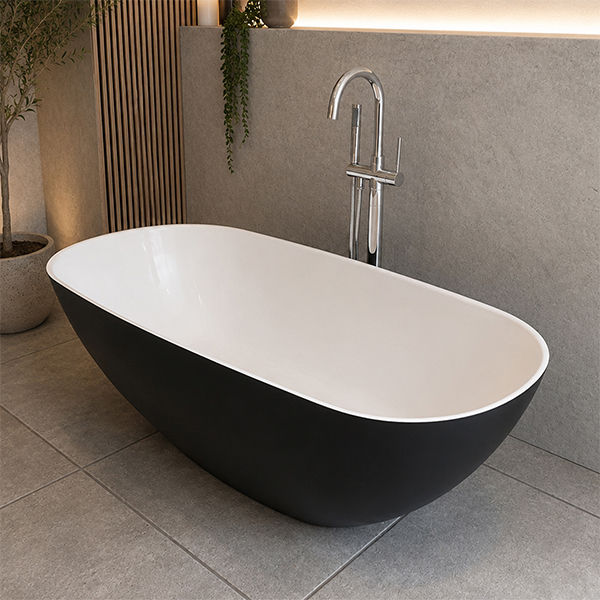 Aurora Polished White / Midnight Quartz Freestanding Bath