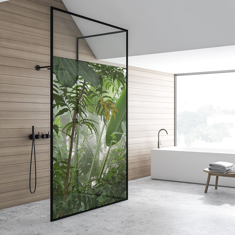 Frosted Vinyl Sticker For Your Shower Glass (glass not included)  Design:  Monkey Finger Leaf