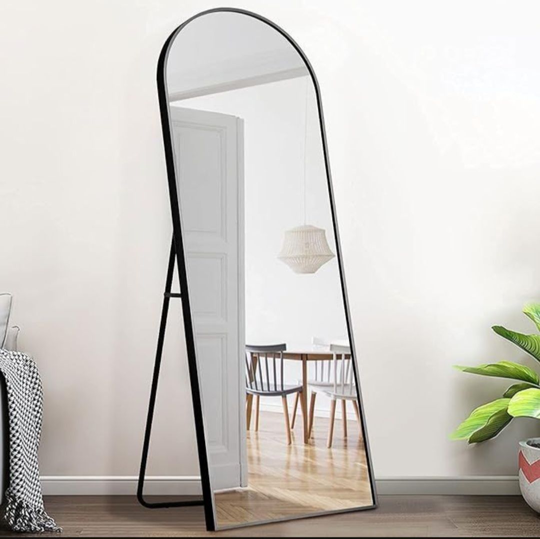 BBW Black Aluminium Frame Arched Mirror 168cm x 62cm