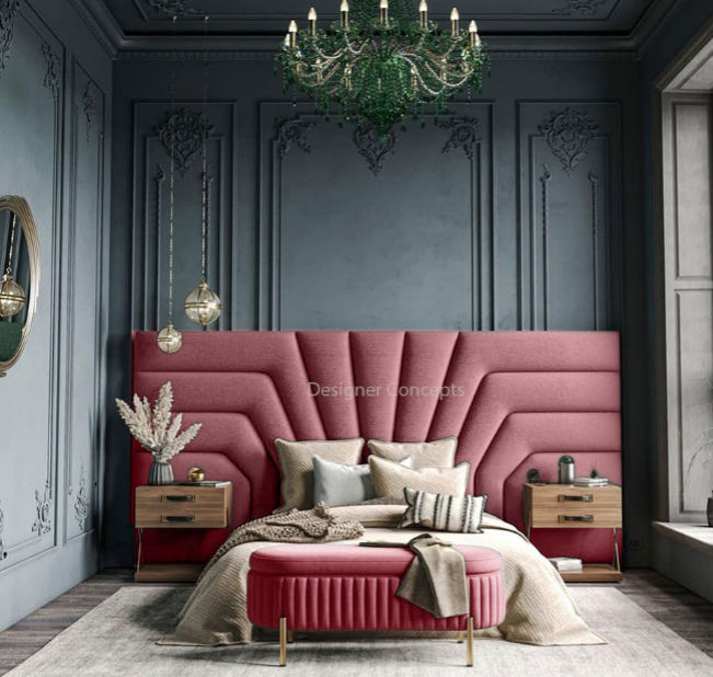 Isadora Overlap  Headboard Double -Pink
