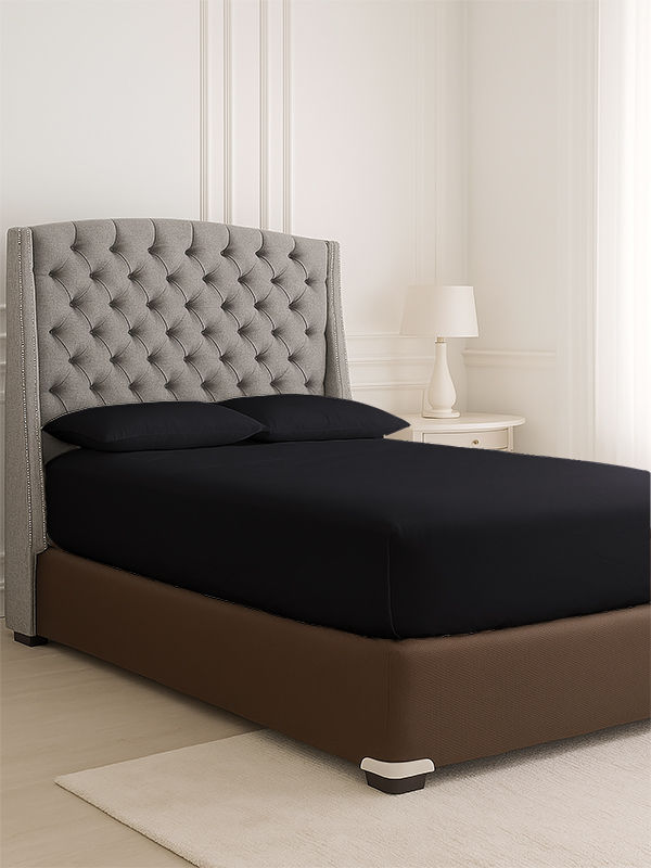 Simply Sleep - Everyday Collection Fitted Sheet - 90GSM- Jet Black - Double (30pc)