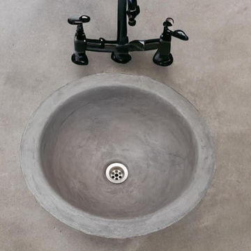 Charcoal Bespoke Round Concrete Drop-In Sink 43x43x15cm