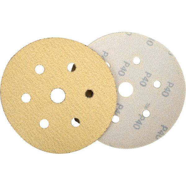 Gold Disc (50 Pieces) 40 Grit 150Mm X 6+1 Holes Hook And Loop