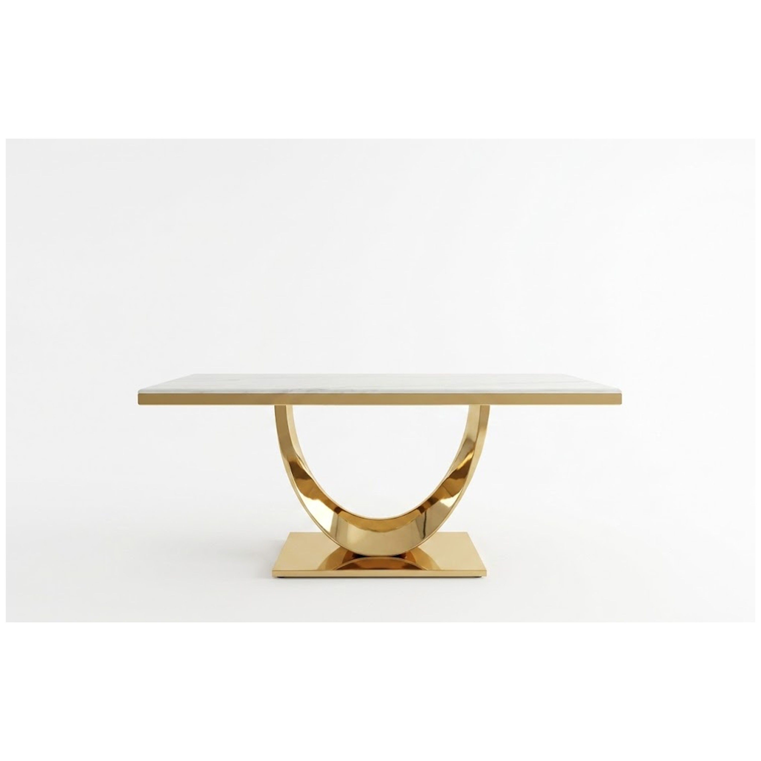 Madiega Furniture - Modern Marble Console Table with Polished Gold C-Shaped Base