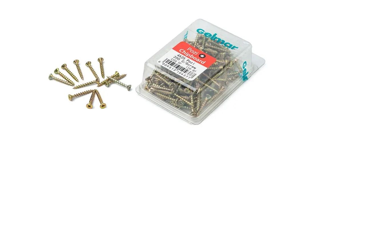 Chipboard Screws, Pozi, No.4, 3mm x 25mm, 200 Pieces (3 pack) BY WOODLY