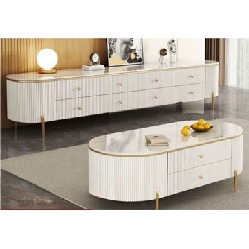 Marbella Ribbed TV Stand & Coffee Table Set