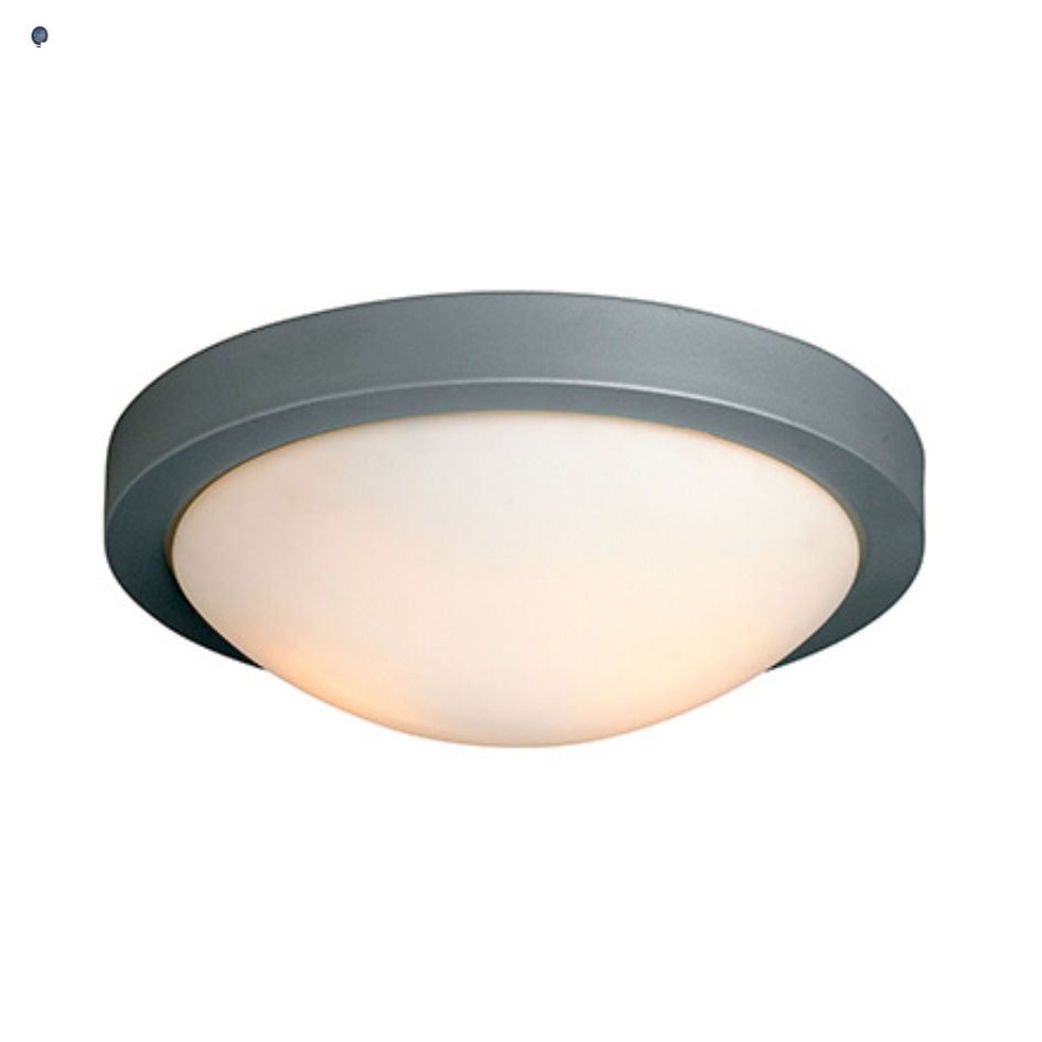 Flat Ceiling Light Satin Chrome E27 2x60w