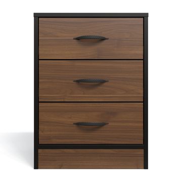 Price Cut - Foundation Three Drawer Bedside Table - Brown Walnut