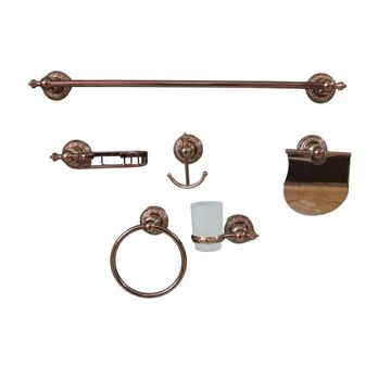 BATHROOM ACCESSORIES 6PC SET - ANTIQUE & ROSE GOLD