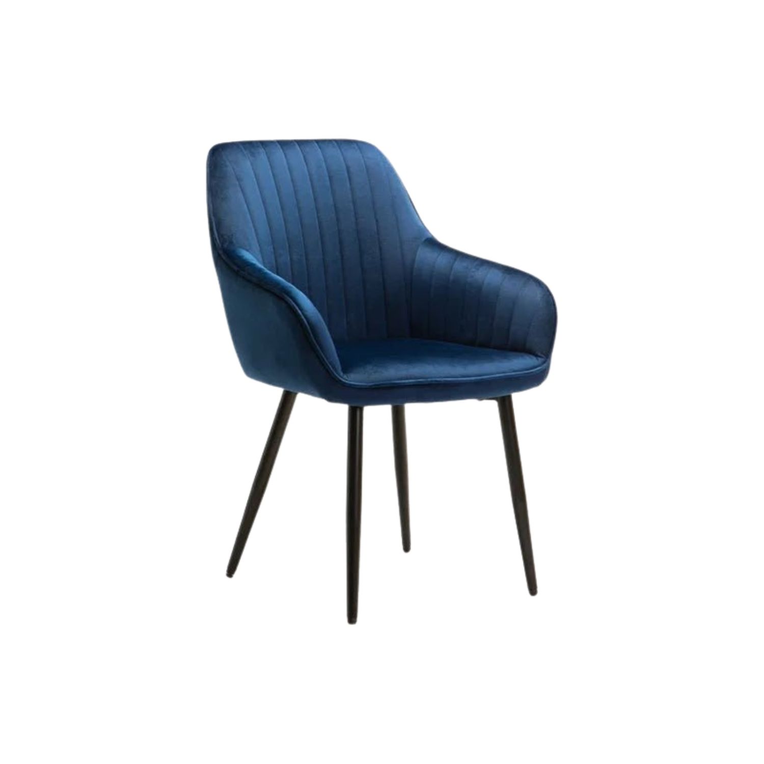 Velvet Upholstered Dining Chair with Iron Legs - Navy
