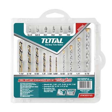 Drill Bits And Screwdriver Bits Set 16Pcs TOTAL Tools
