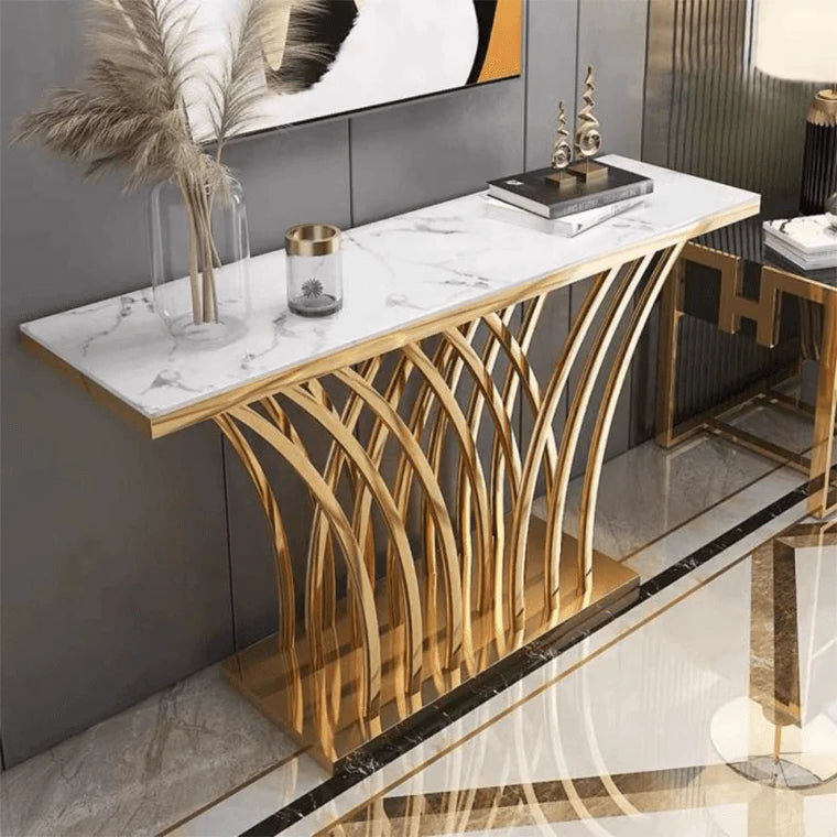 Lydia Marble Console Table -Rose Gold