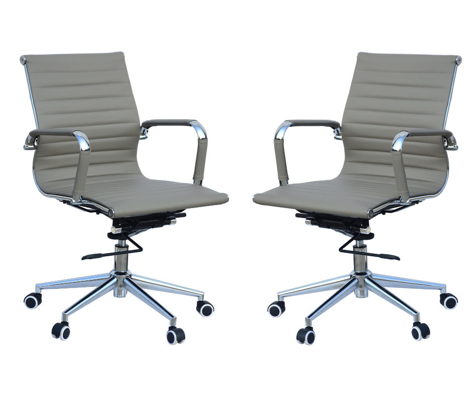 TOCC Ribbed Medium Back Office Chairs-Set of 2-Grey