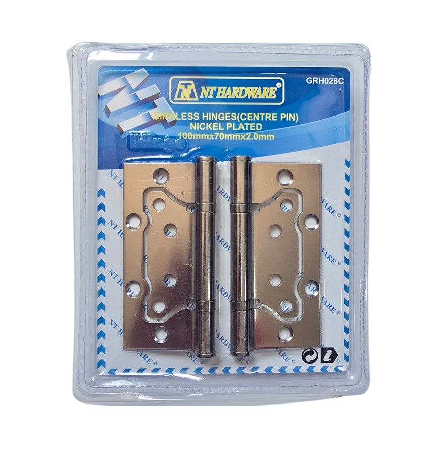 NT TOOLS Sinkless Hinges - Bright Steel - Nickel Plated 100mm x 70 x 2mm (Pair)