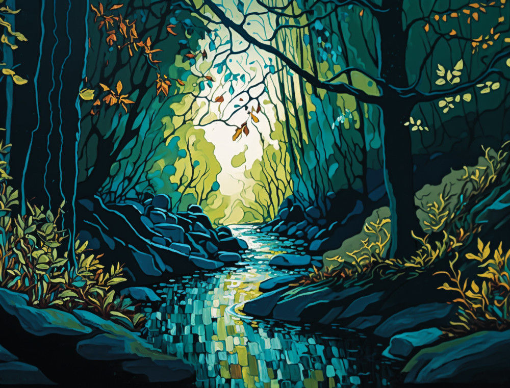 Canvas Wall Art - Canvas Wall art: Forest Abstract Painting  - B1262 - [120 x 80 cm]