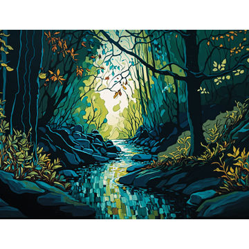 Canvas Wall Art - Canvas Wall art: Forest Abstract Painting  - B1262 - [120 x 80 cm]