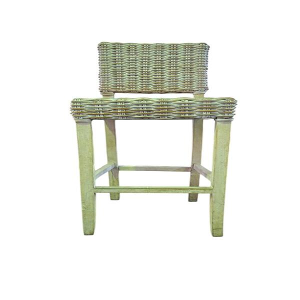 Basket  woven bar chair with wood legs