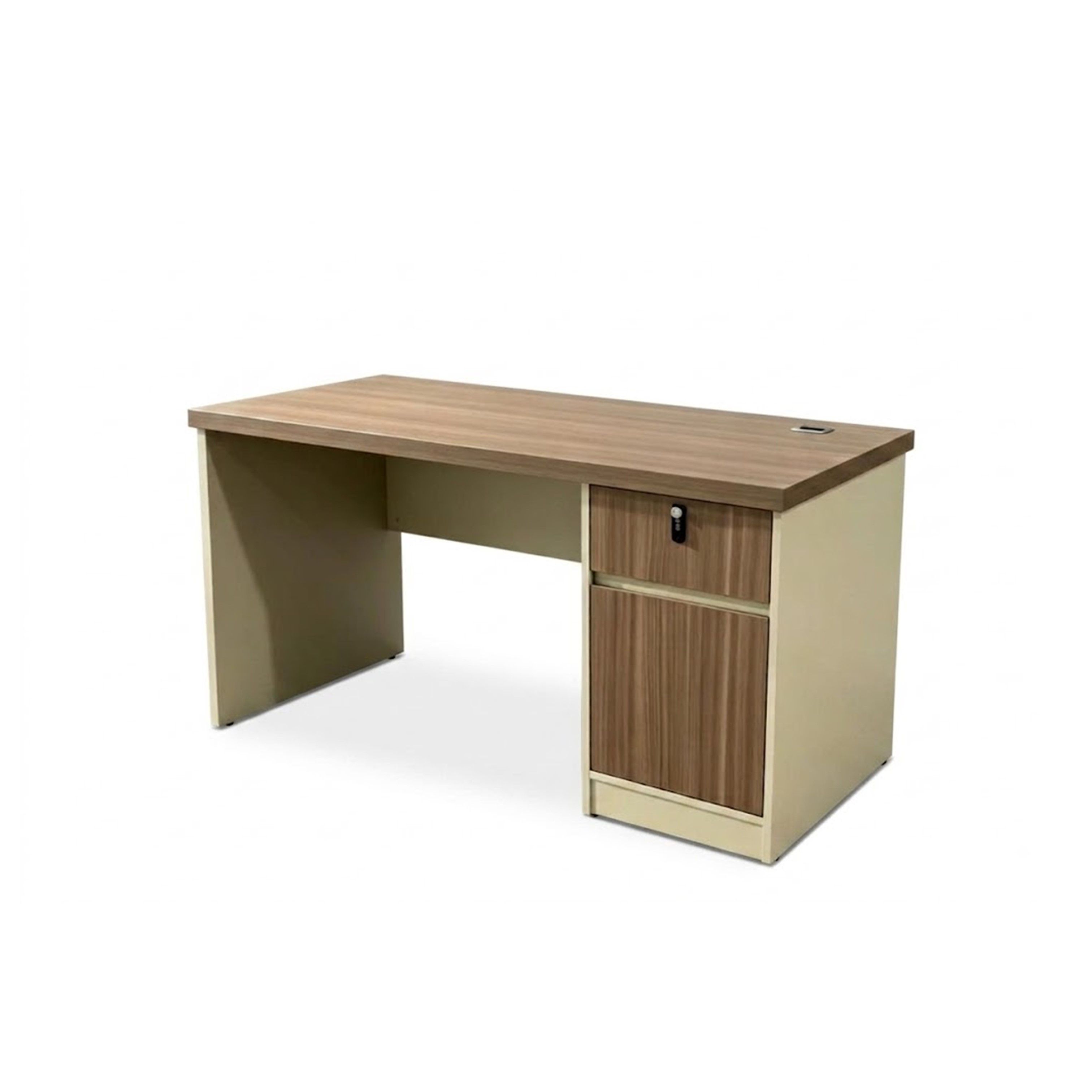 Madiega Furniture - Modern Wood and Cream Executive Office Desk with Lockable Storage