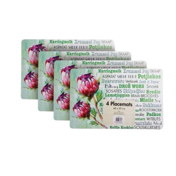 Place Mat Plastic 4 Piece 43cm x 28cm Plain Assorted (Pack of 2)