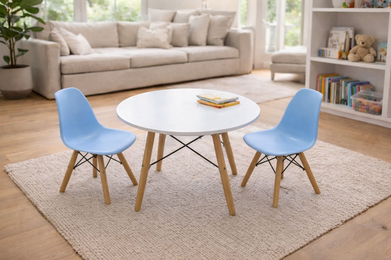 ASHER- Modern Kids Table & Chair 3pc Set – Light Blue