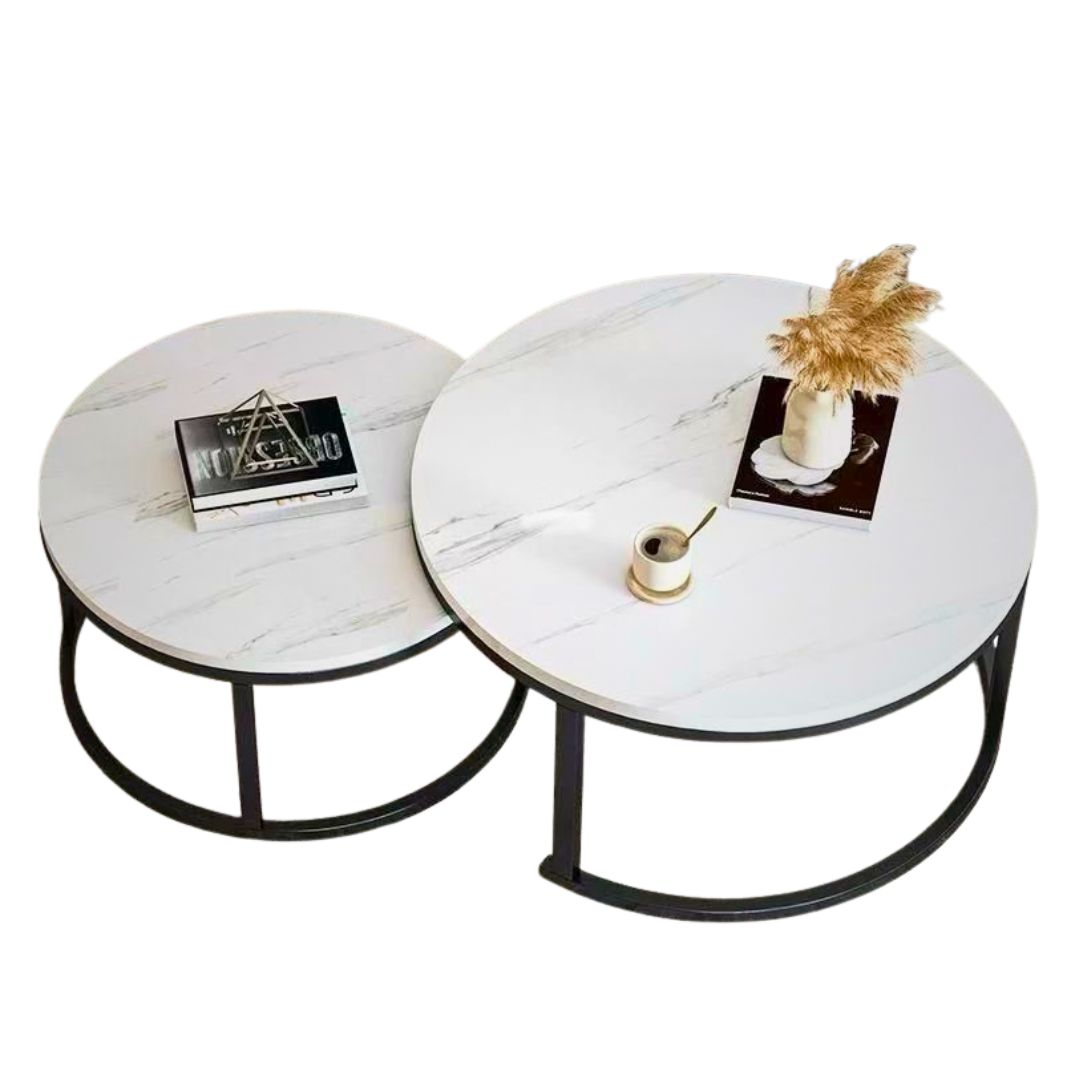 Muett Round Marble Nesting Coffe Table (2 Piece)