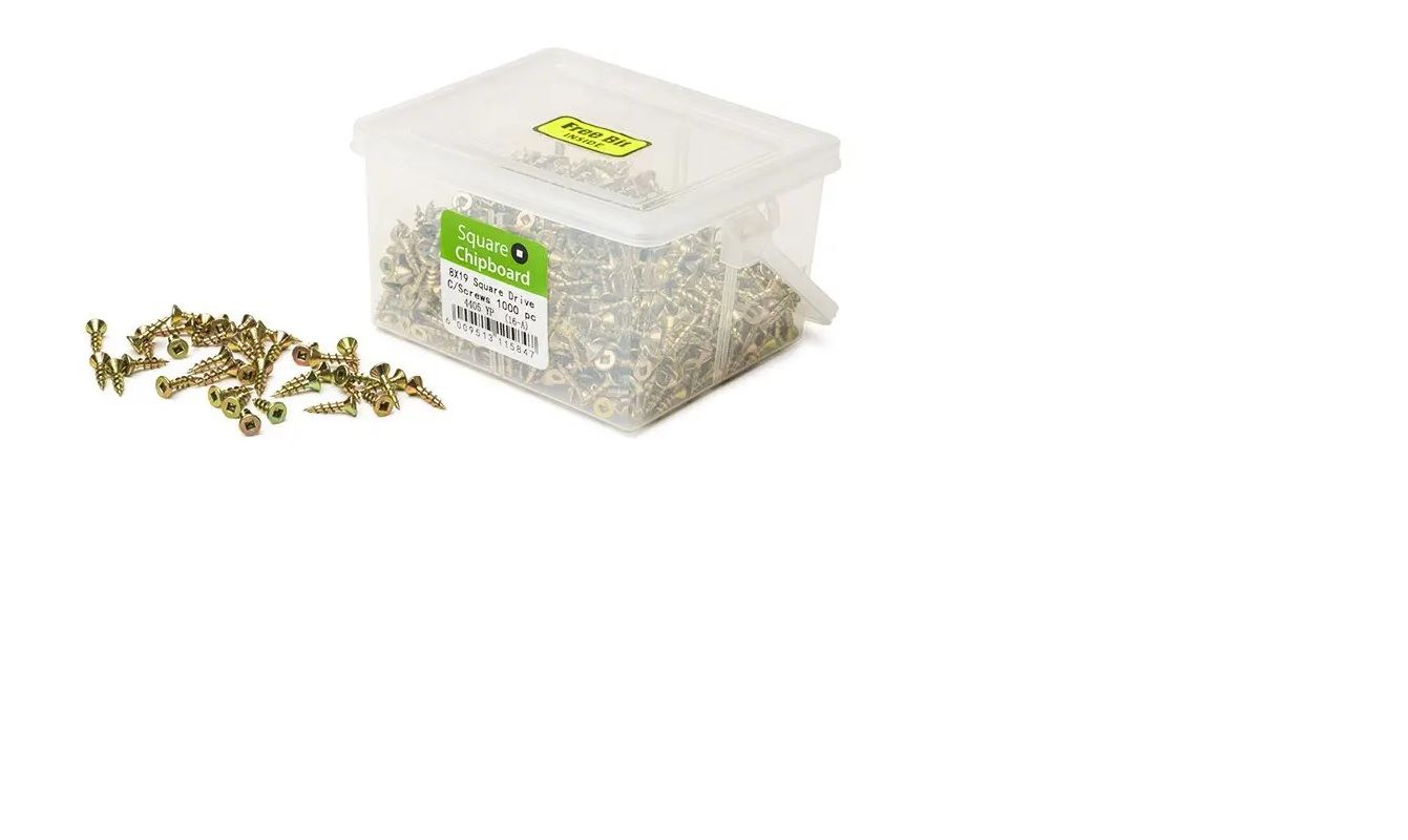 Chipboard Screws, Square, No.8, 4mm x 19mm, 1000 Pieces BY WOODLY