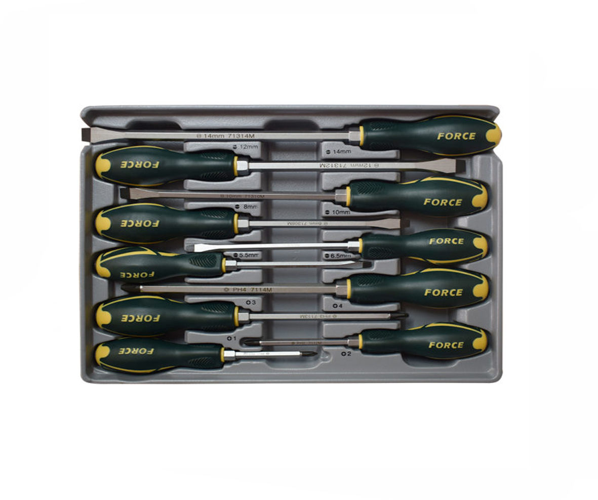 Force - 10 Piece Hammer Screwdriver Set 6Xslot; 4Xphil