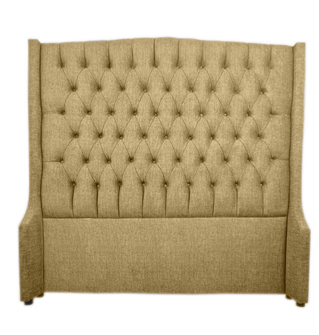 Reya Buttoned Wing Headboard King Light Brown