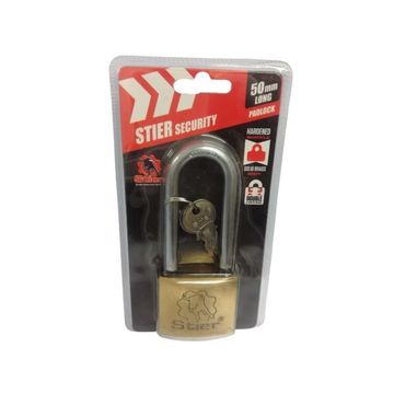 Stier - Long Shackle Solid Brass Padlock with 3 x Keys - 50mm