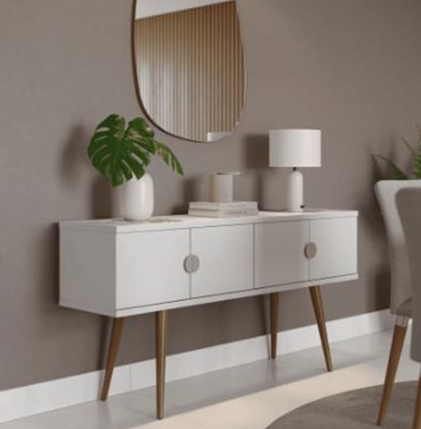 Abbey Buffet - Off White Matte Natural