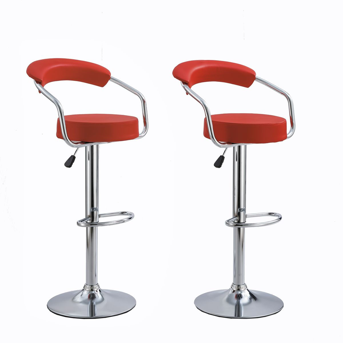 Elegant Adjustable Bar Stool - Red - 2 Pack