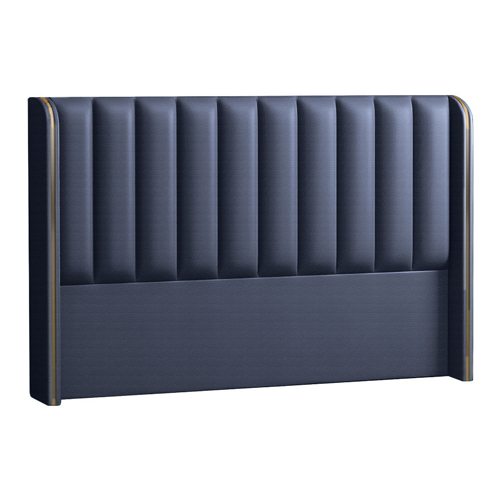 Coralie Upholstered Vinyl Wingback Headboard Navy Blue Three Quarter