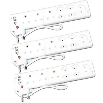 3 x Redisson USB Multiplug With USB - Multi plug USB - 9 Way