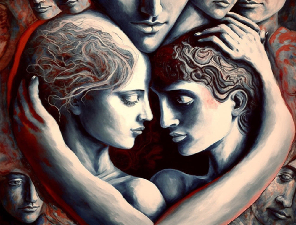Canvas Wall Art - Canvas Wall art: Brimfull of Love Heads - B1274 - [120 x 80 cm]