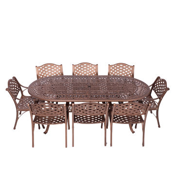 8 Seater - Lattice Aluminium Patio Set / Garden Furniture / Outdoor Dining Set    (8 Lattice Chairs with 214cm x 110cm Oval Elizabeth Table) - COPPER