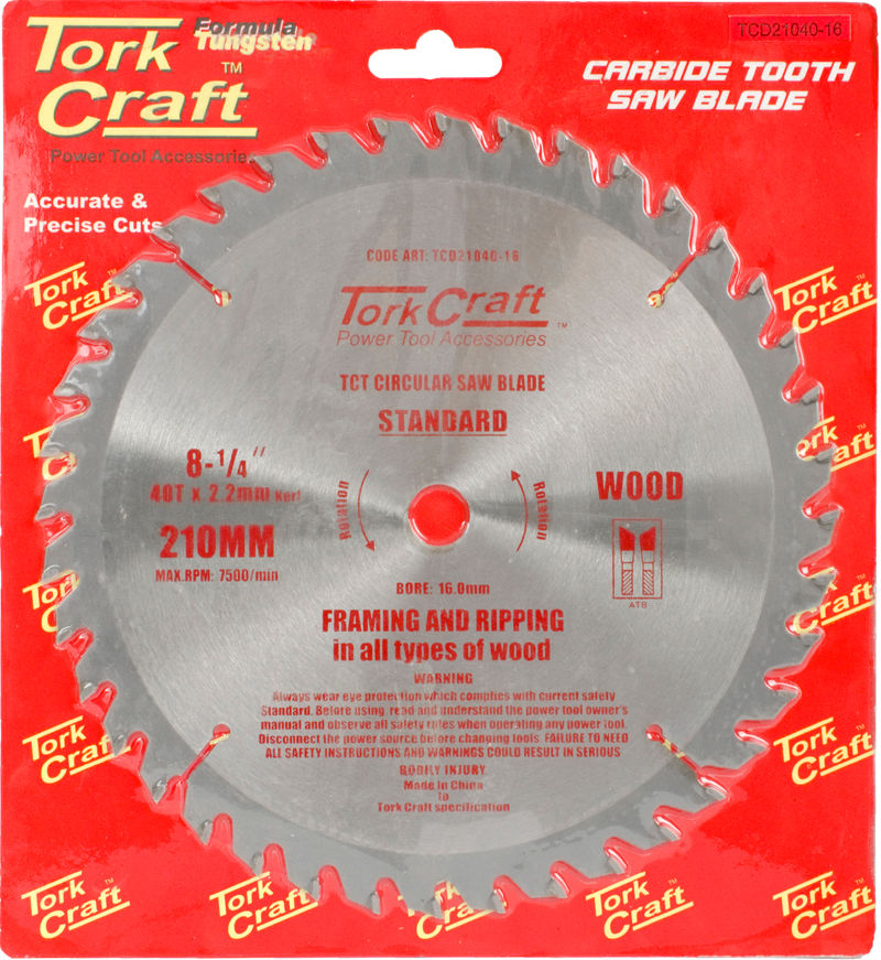 Tork Craft - Blade Tct 210 x 40T 16mm