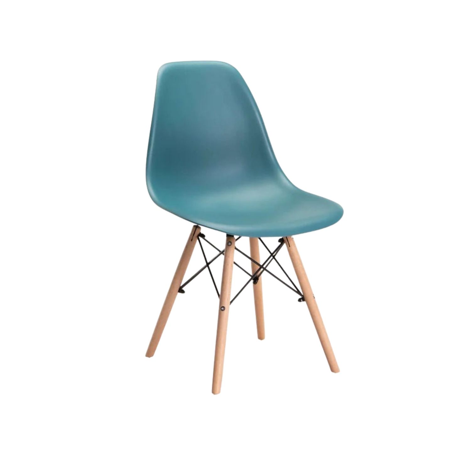 Mid-Century Wooden Leg Dining Chair - Teal