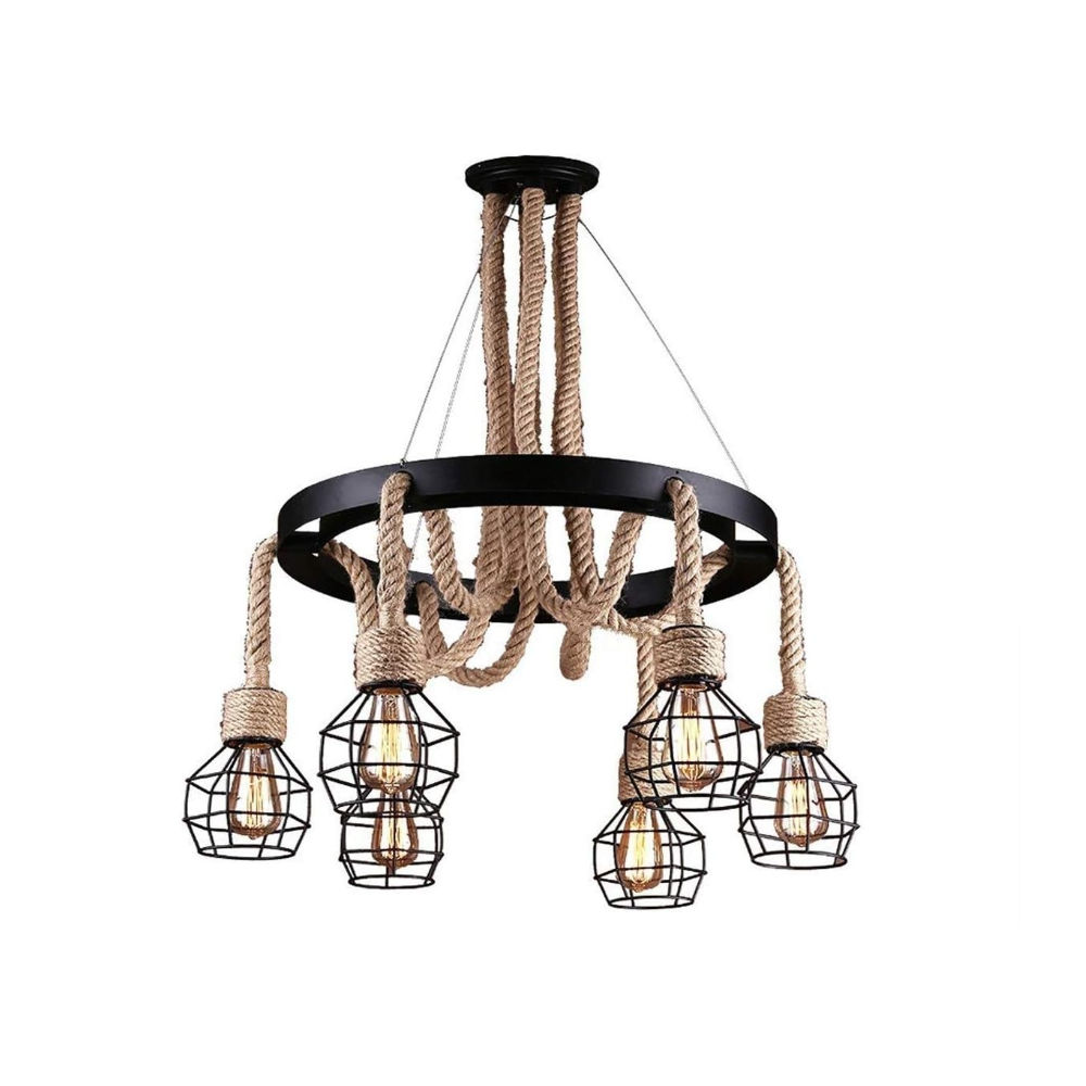 Vintage Ceiling Rope Hanging Pendant Light