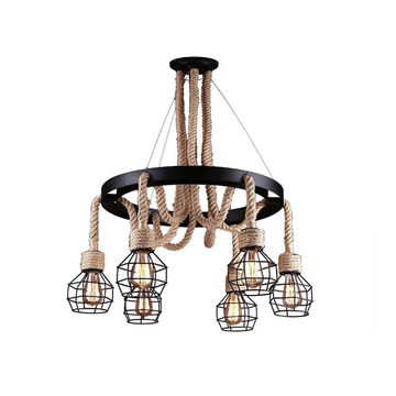 Vintage Ceiling Rope Hanging Pendant Light